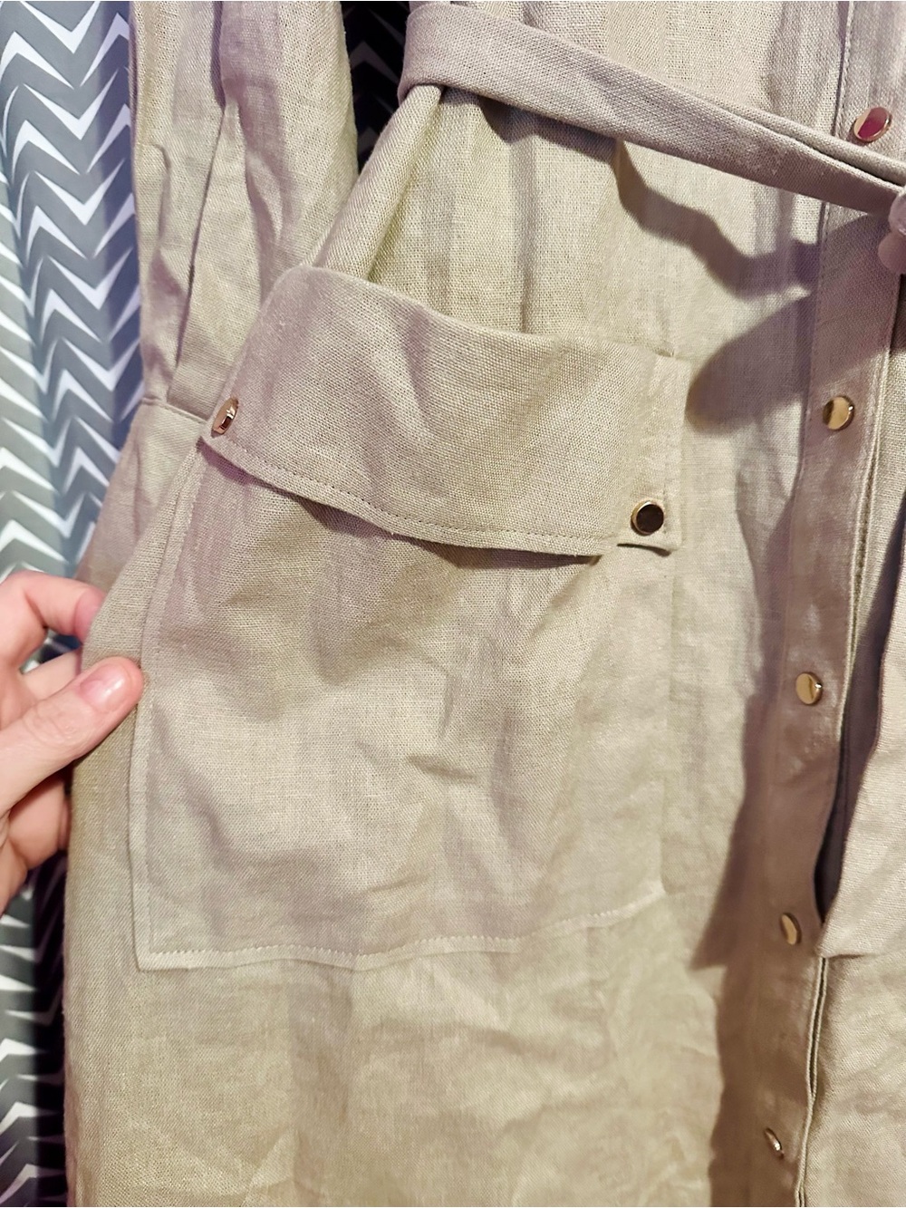 Zara | Linen Blend Midi Dress, Small - Picture 5 of 8